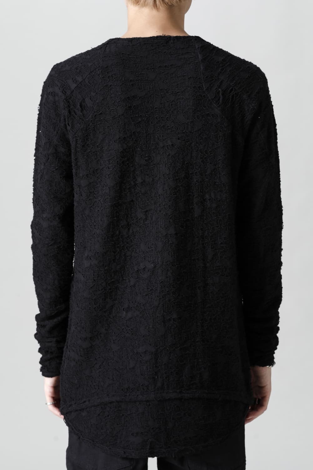 Broken Cotton Jersey Long Sleeve T-Shirt Black