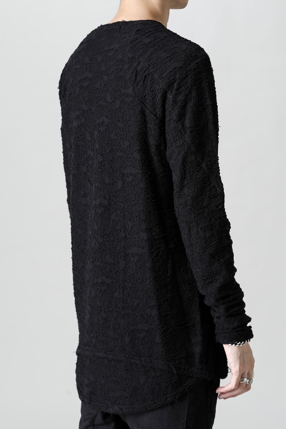 Broken Cotton Jersey Long Sleeve T-Shirt Black