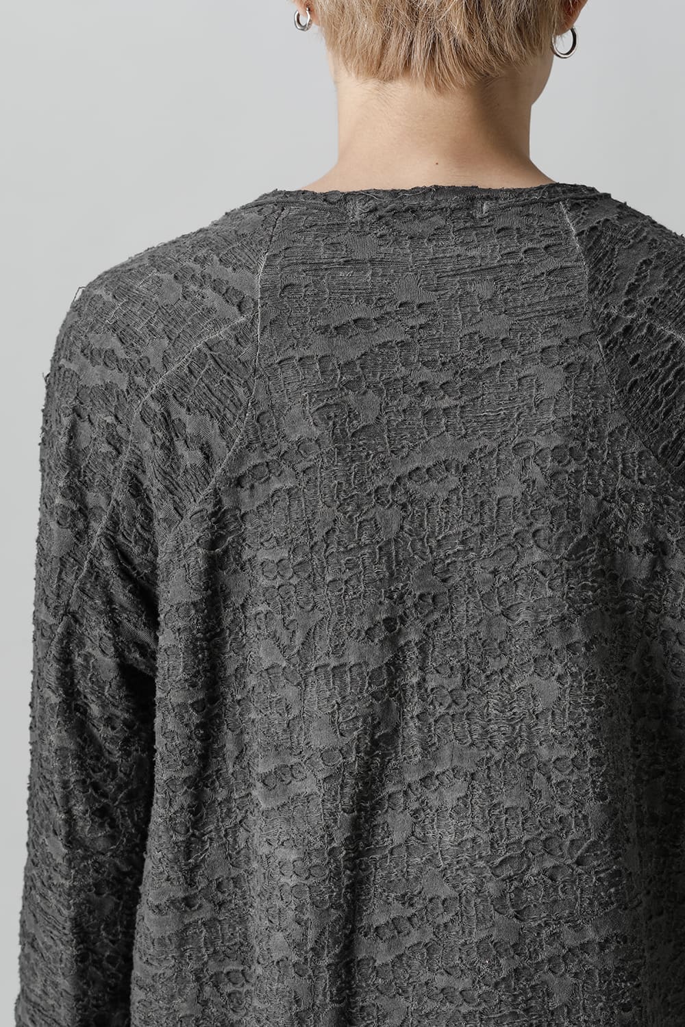 Broken Cotton Jersey Long Sleeve T-Shirt Charcoal