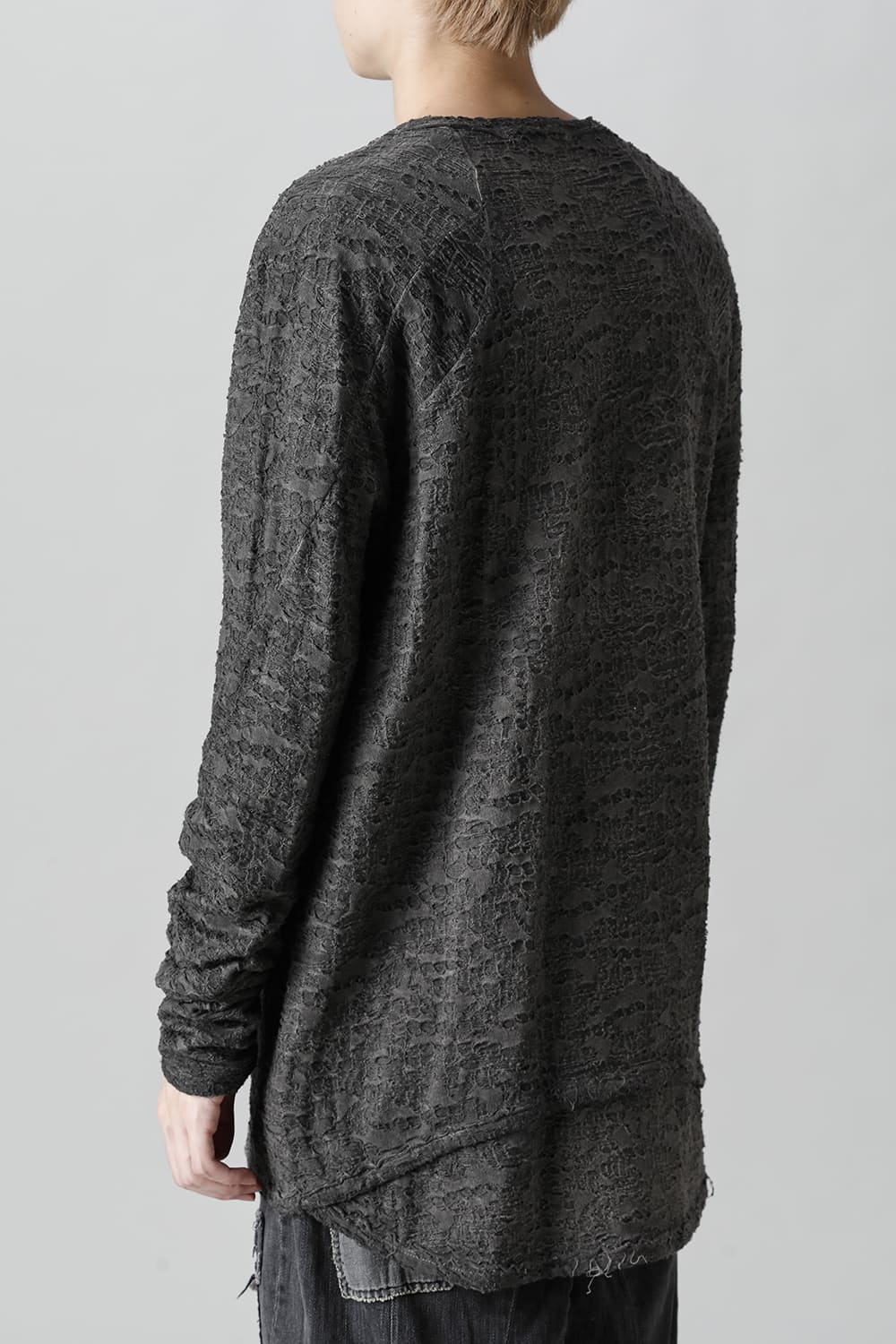 Broken Cotton Jersey Long Sleeve T-Shirt Charcoal