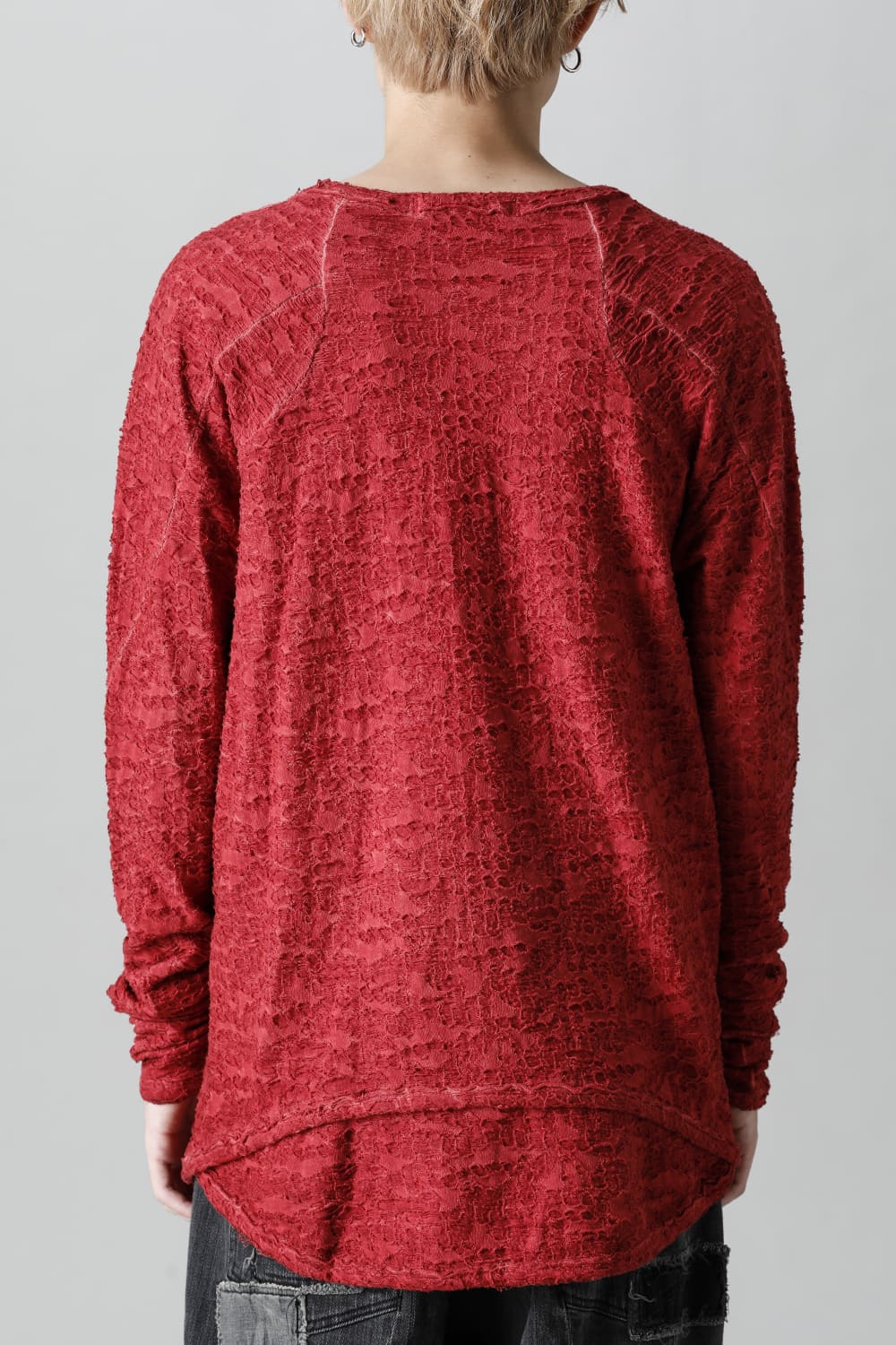 Broken Cotton Jersey Long Sleeve T-Shirt Red