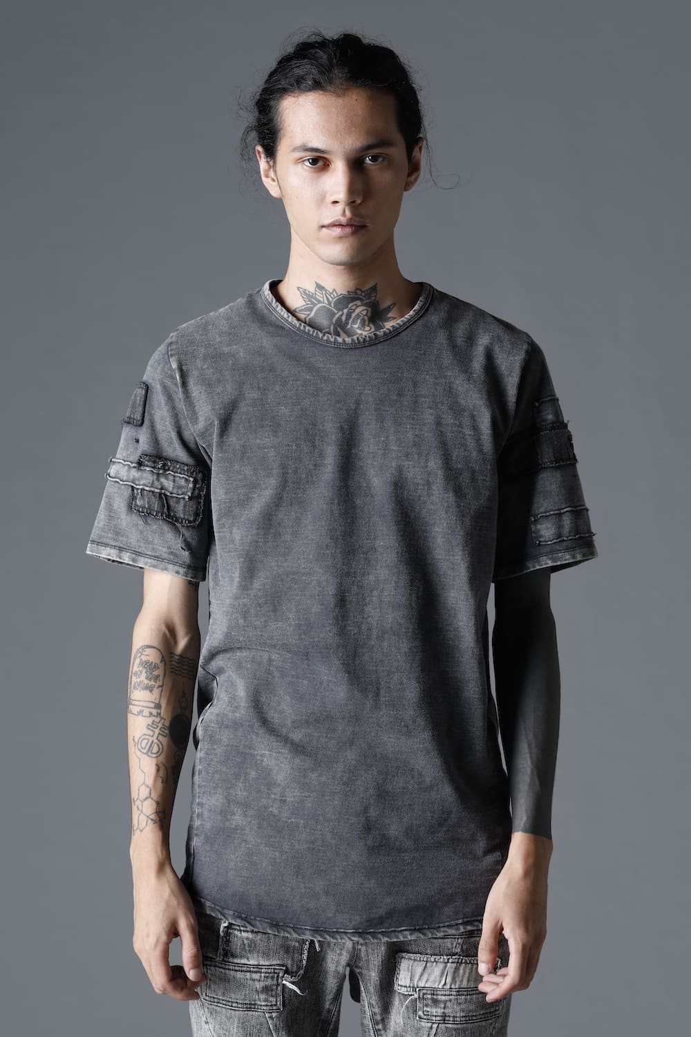 Bleach Highgauge Cotton Jersey Patchwork Short Sleeve T-Shirt