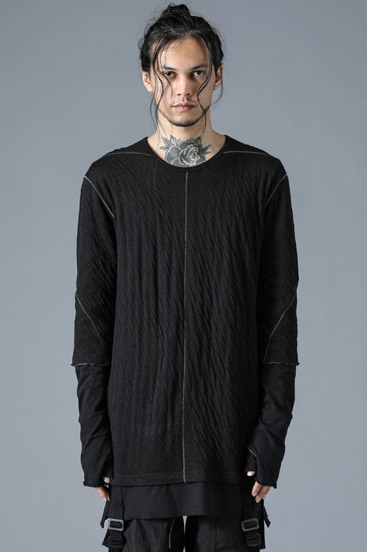 Wool x Cotton Double Face Layered Glove Sleeve T-Shirt