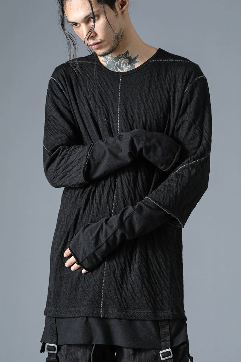 Wool x Cotton Double Face Layered Glove Sleeve T-Shirt