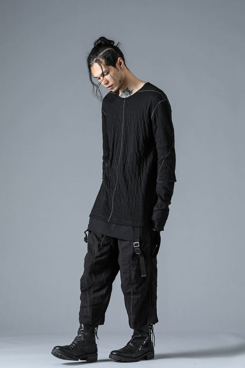 Wool x Cotton Double Face Layered Glove Sleeve T-Shirt