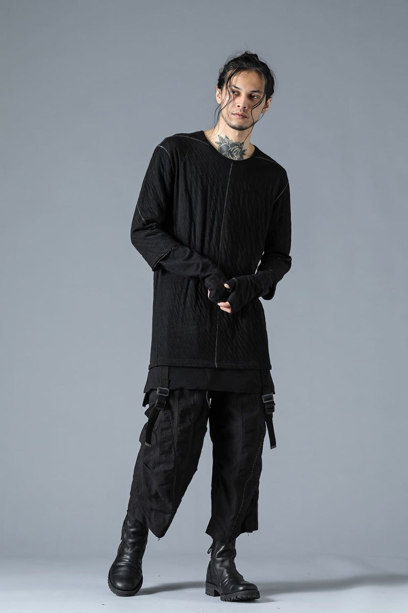 Wool x Cotton Double Face Layered Glove Sleeve T-Shirt