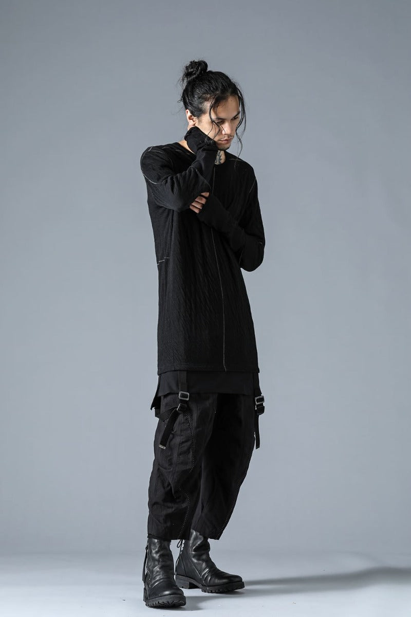 Wool x Cotton Double Face Layered Glove Sleeve T-Shirt