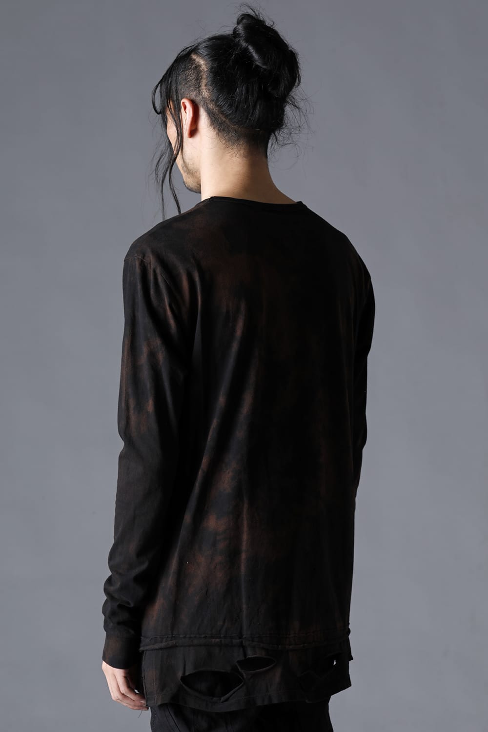 30/- Soft Cotton Jersey Damaged Long Sleeve T-Shirt  Black