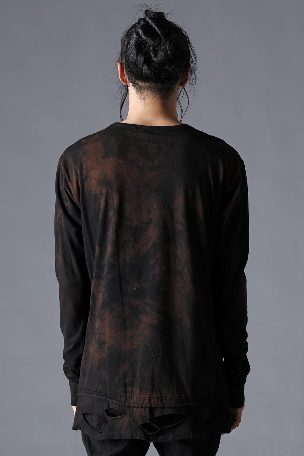 30/- Soft Cotton Jersey Damaged Long Sleeve T-Shirt  Black