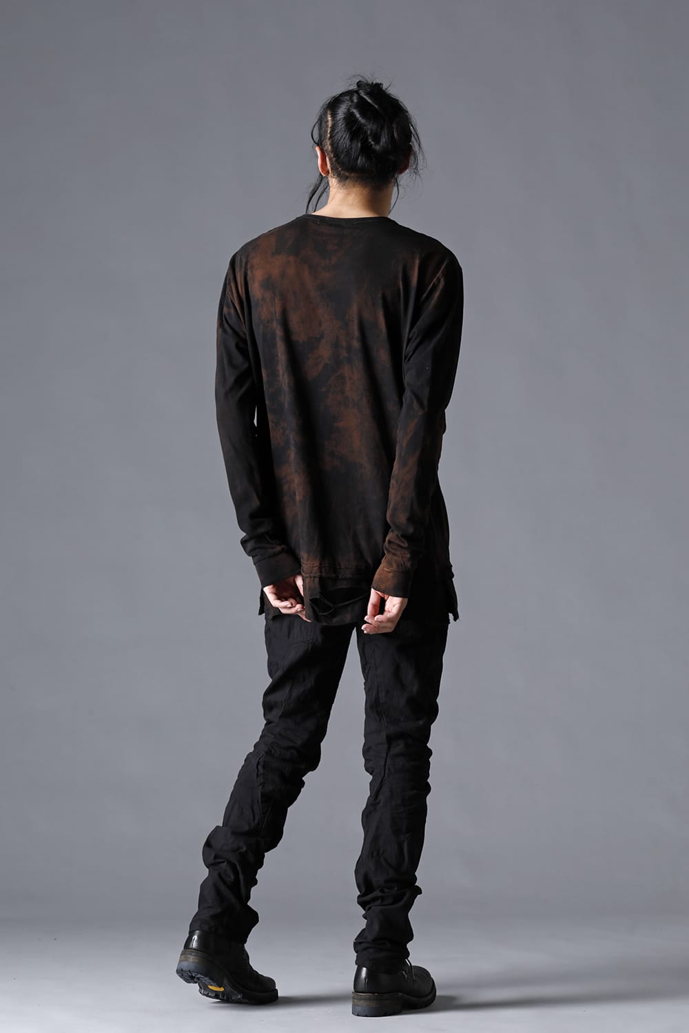 30/- Soft Cotton Jersey Damaged Long Sleeve T-Shirt  Black