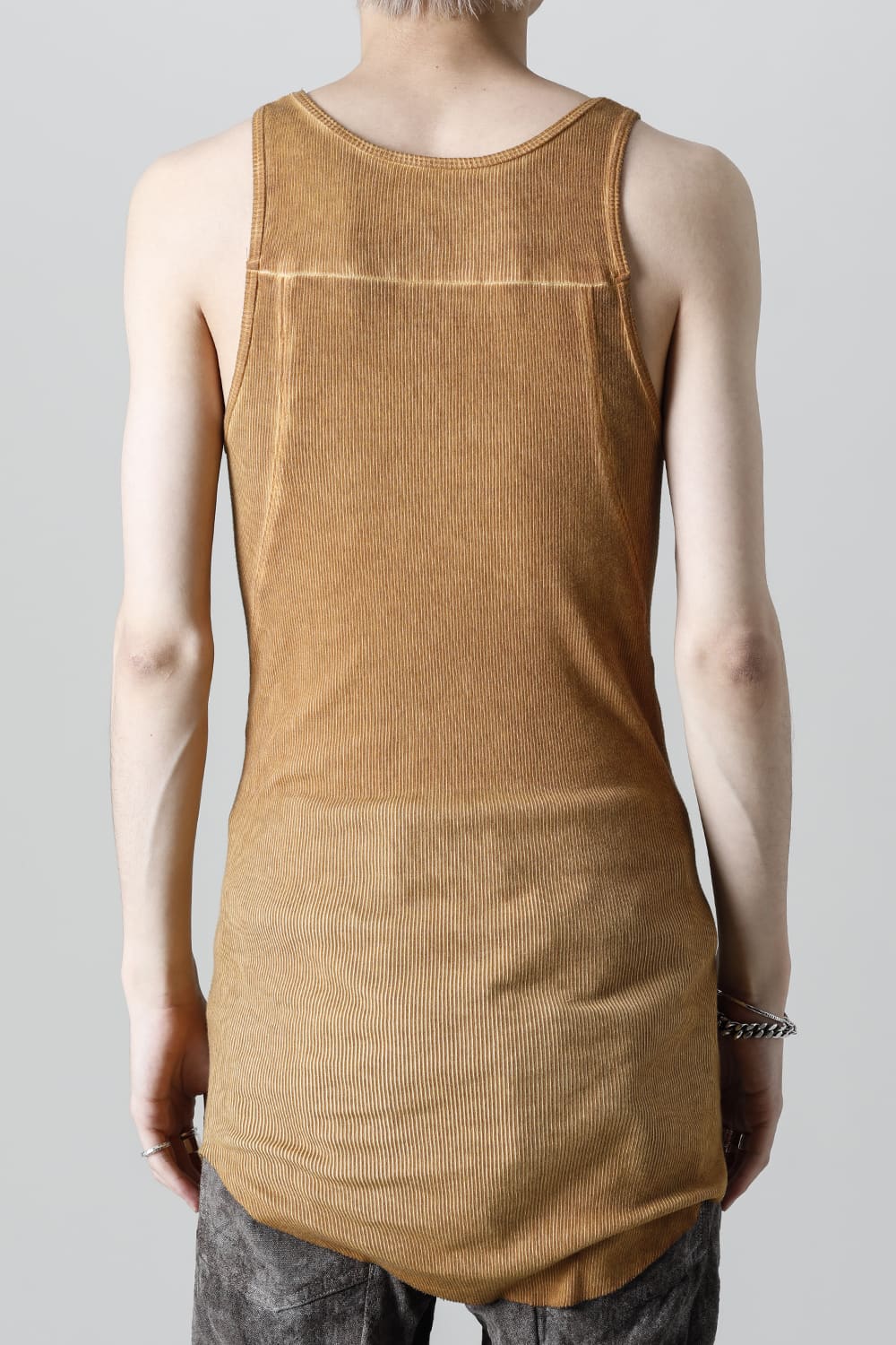 Cold Dyed Cotton×Rayon Rib Tanktop  Mustard