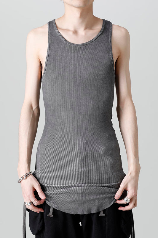 Cold Dyed Cotton × Rayon Rib Tanktop Charcoal