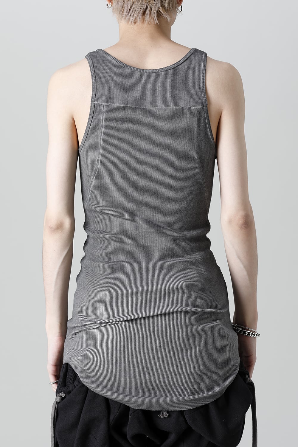 Cold Dyed Cotton × Rayon Rib Tanktop Charcoal