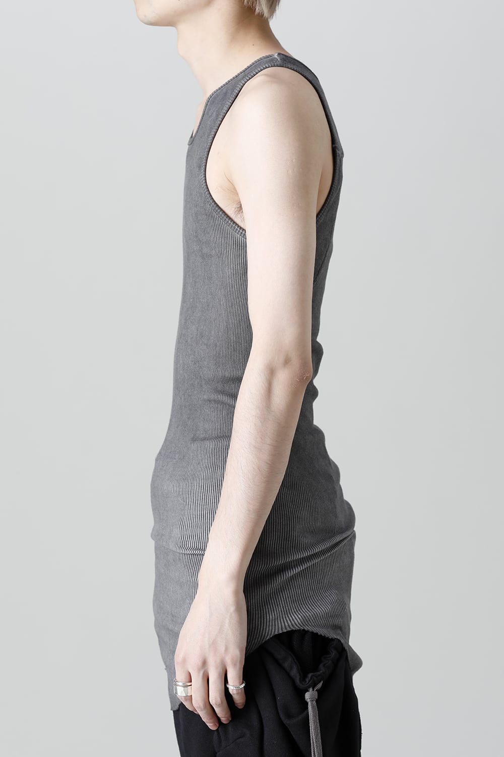 Cold Dyed Cotton × Rayon Rib Tanktop Charcoal