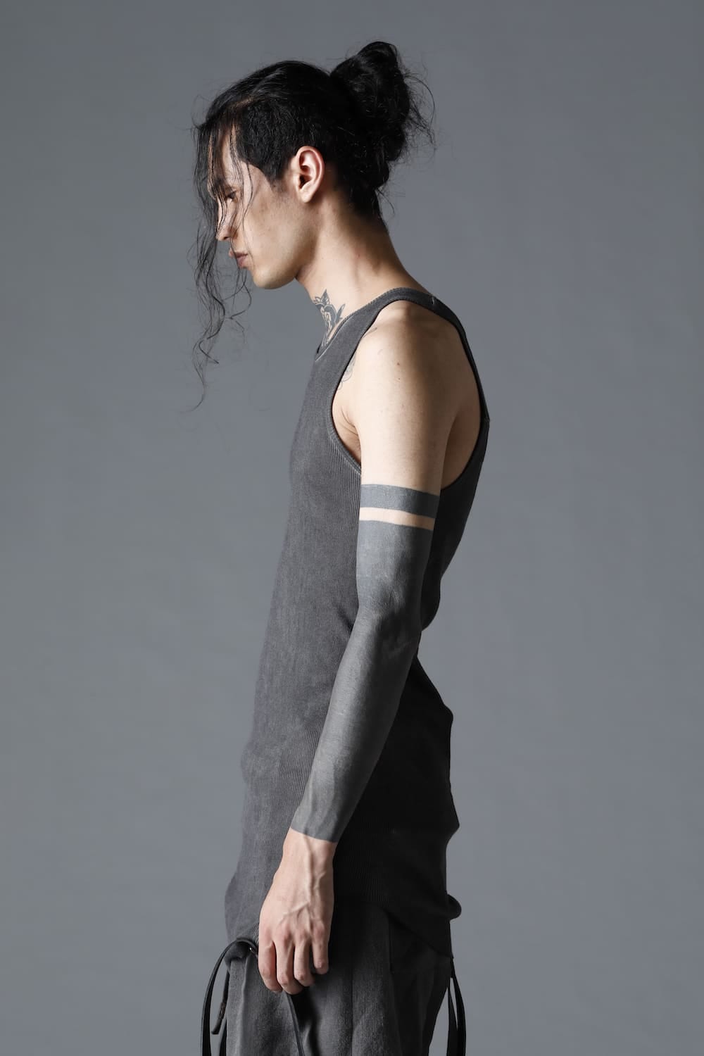 Cold Dyed Cotton × Rayon Rib Tanktop Charcoal