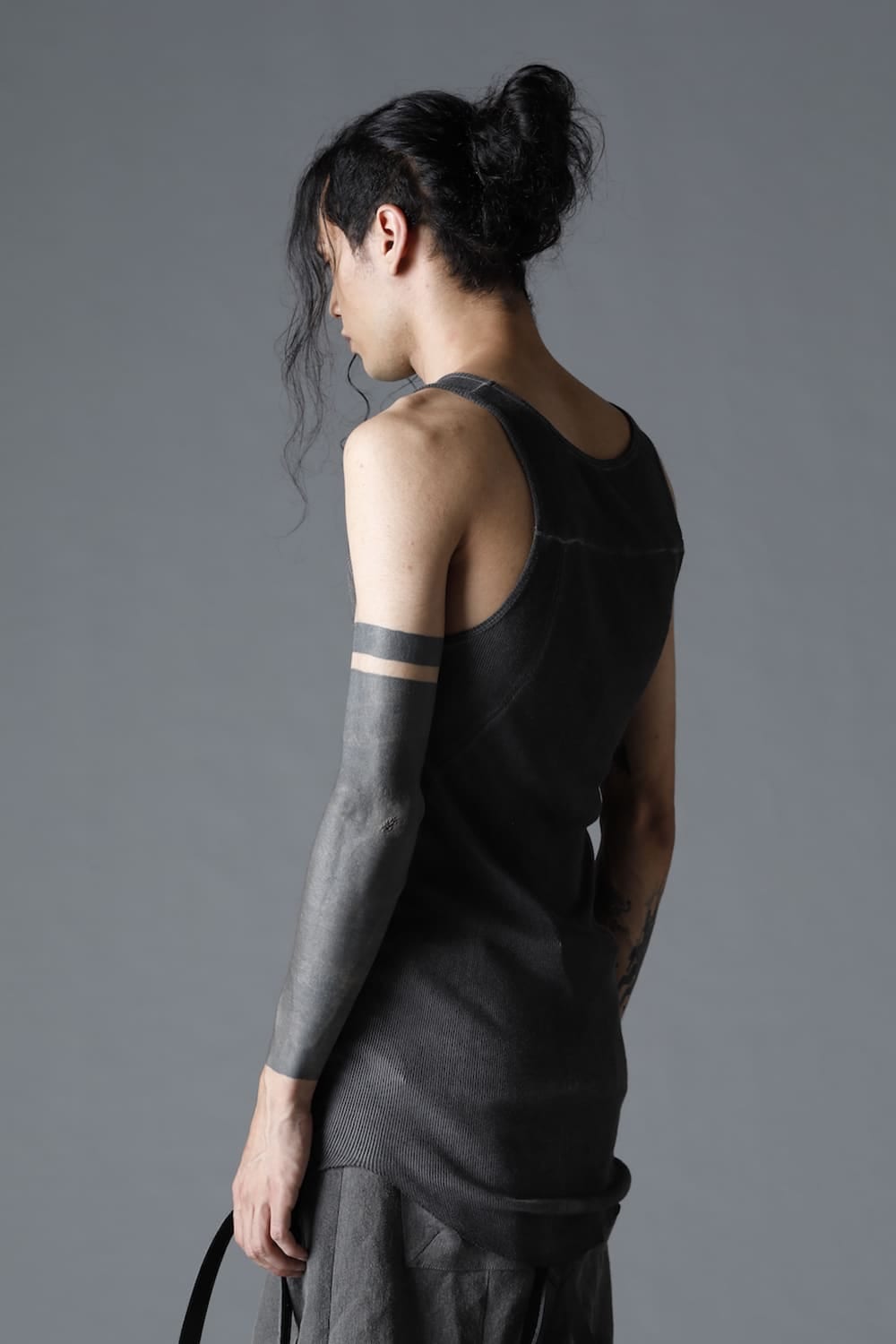 Cold Dyed Cotton × Rayon Rib Tanktop Charcoal