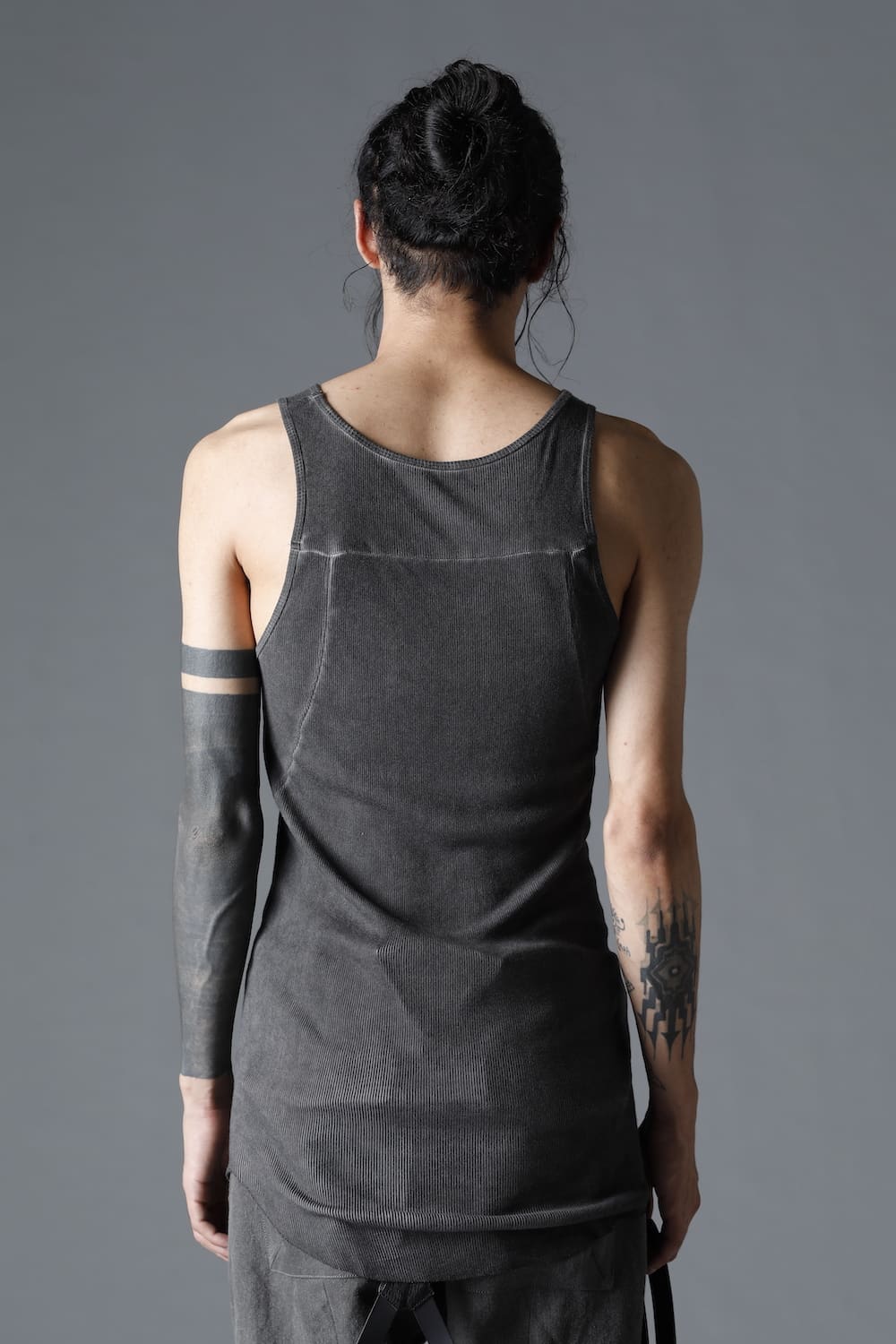 Cold Dyed Cotton × Rayon Rib Tanktop Charcoal