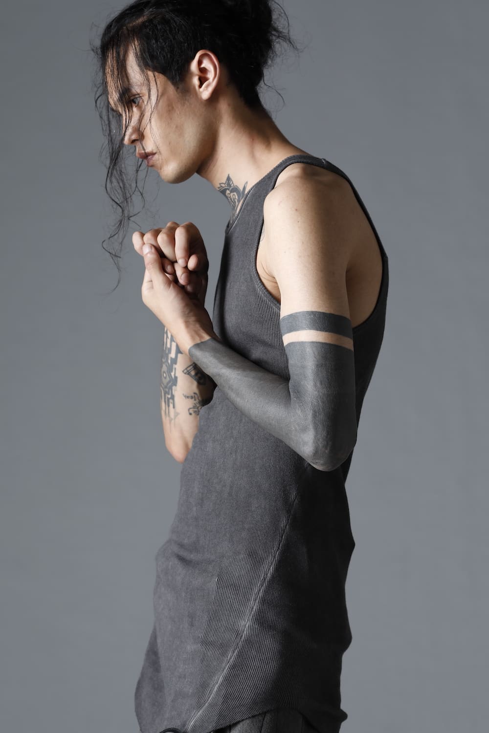 Cold Dyed Cotton × Rayon Rib Tanktop Charcoal