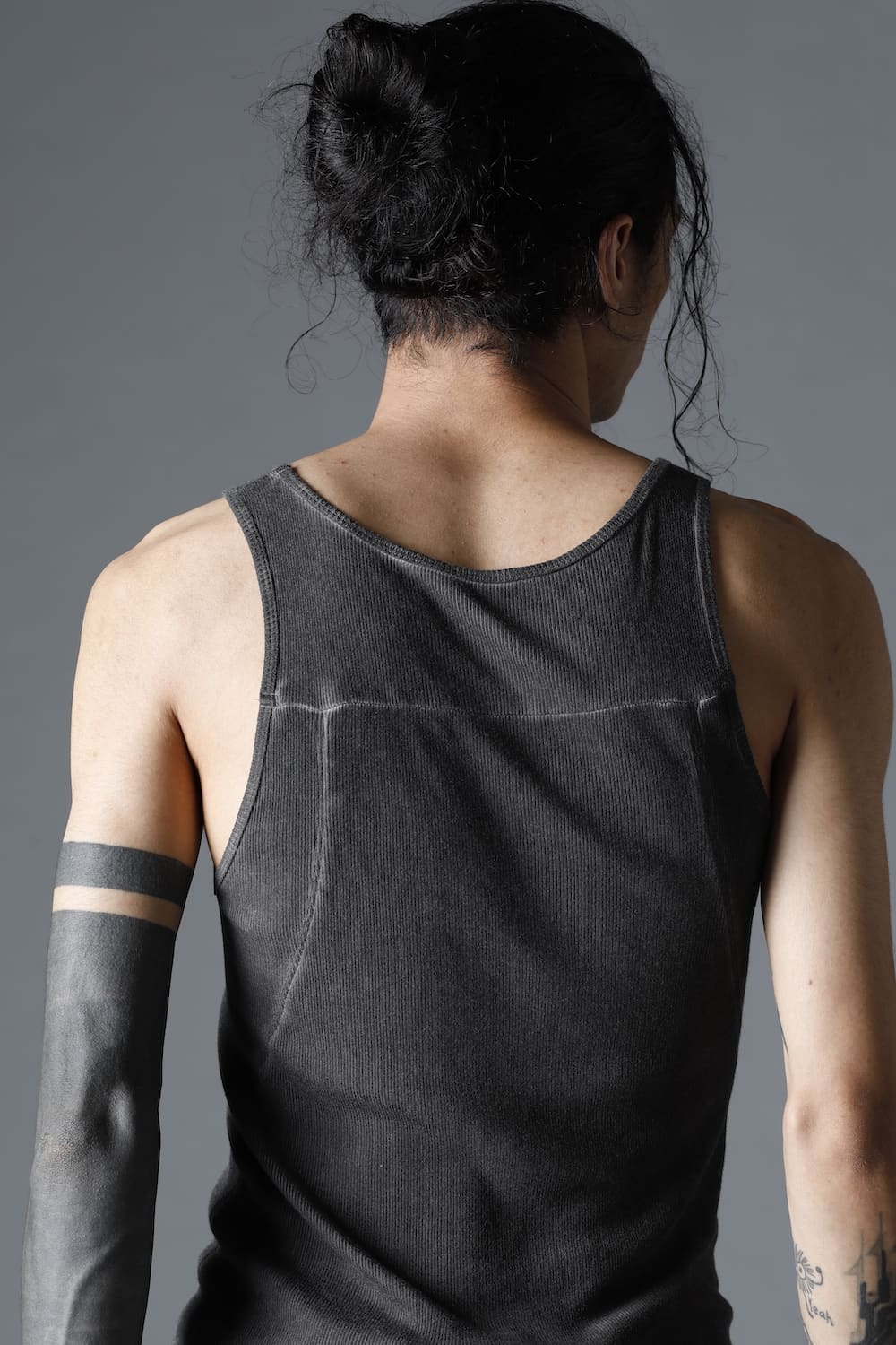 Cold Dyed Cotton × Rayon Rib Tanktop Charcoal