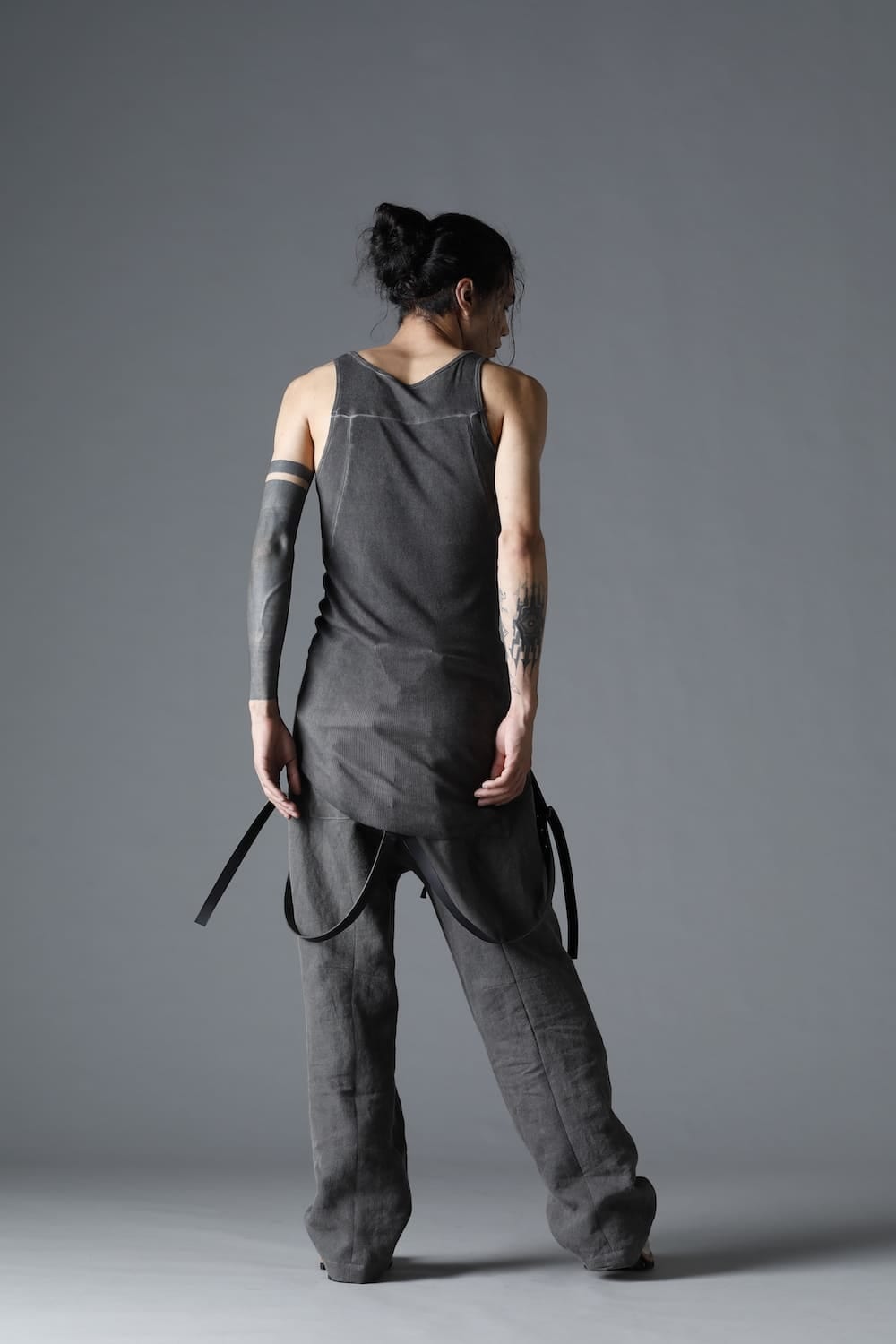 Cold Dyed Cotton × Rayon Rib Tanktop Charcoal