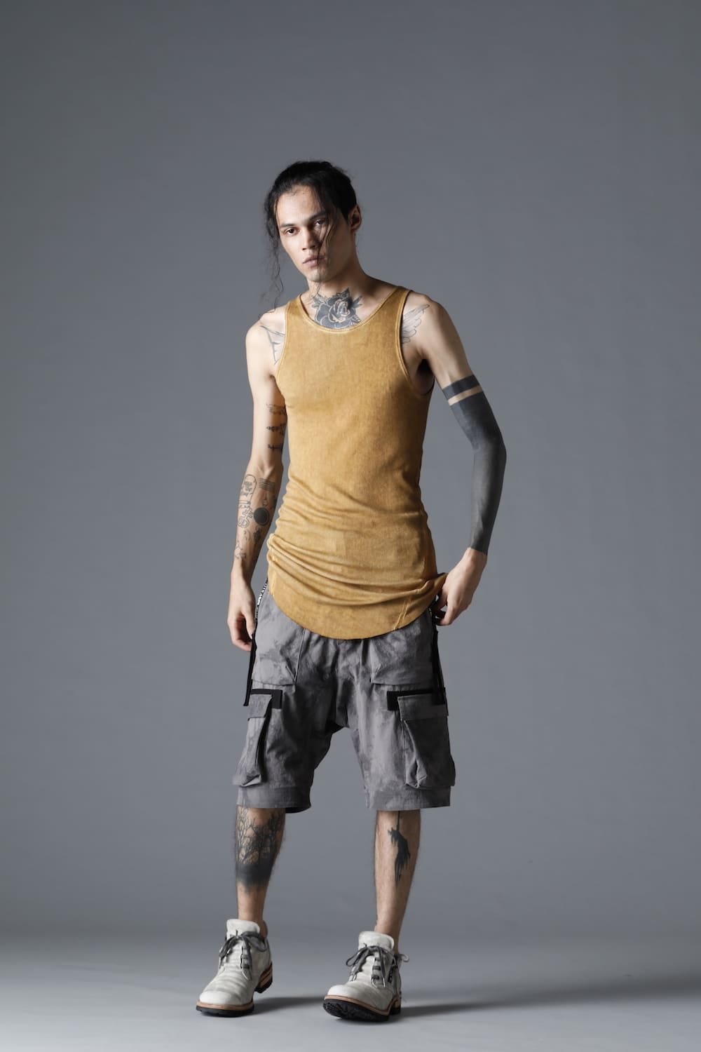 Cold Dyed Cotton×Rayon Rib Tanktop  Mustard