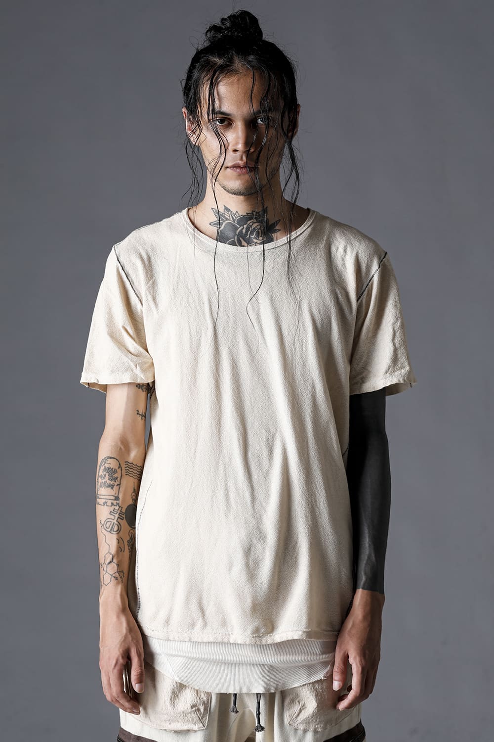 30/- Soft Cotton Jersey Cold Dye T-Shirt Dusty White