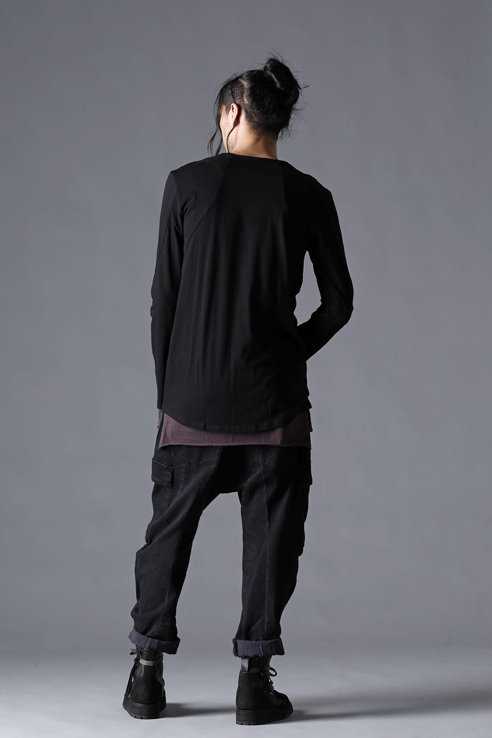 30/- Soft Cotton Jersey Layered Long Sleeve T-Shirt  Black