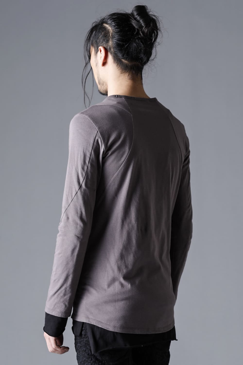 30/- Soft Cotton Jersey Layered Long Sleeve T-Shirt  Charcoal