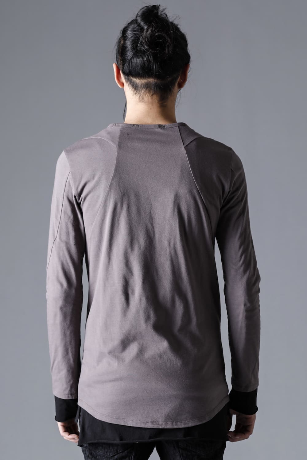 30/- Soft Cotton Jersey Layered Long Sleeve T-Shirt  Charcoal