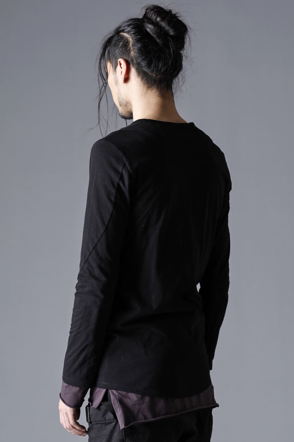 30/- Soft Cotton Jersey Layered Long Sleeve T-Shirt  Black