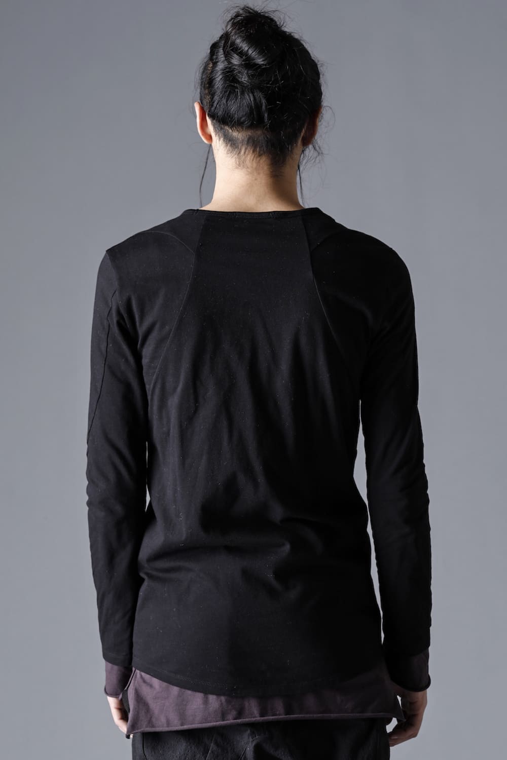 30/- Soft Cotton Jersey Layered Long Sleeve T-Shirt  Black