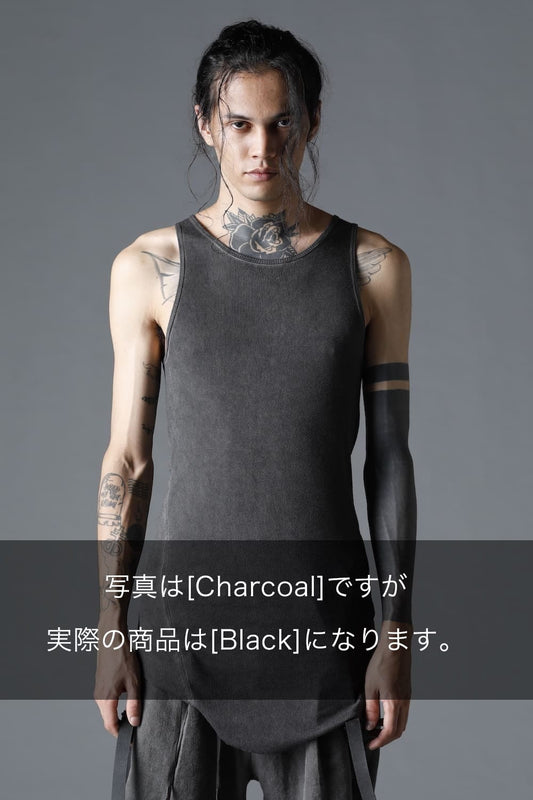 Cotton x Rayon Rib Tank Top  Black