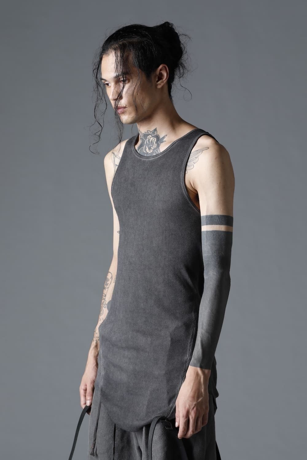 Cotton x Rayon Rib Tank Top  Charcoal