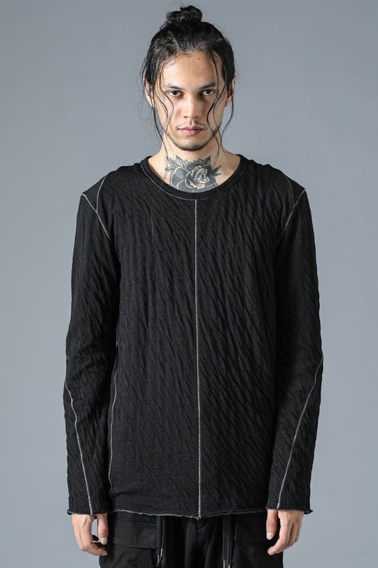 Wool x Cotton Double Face Long Sleeve T-Shirt Black