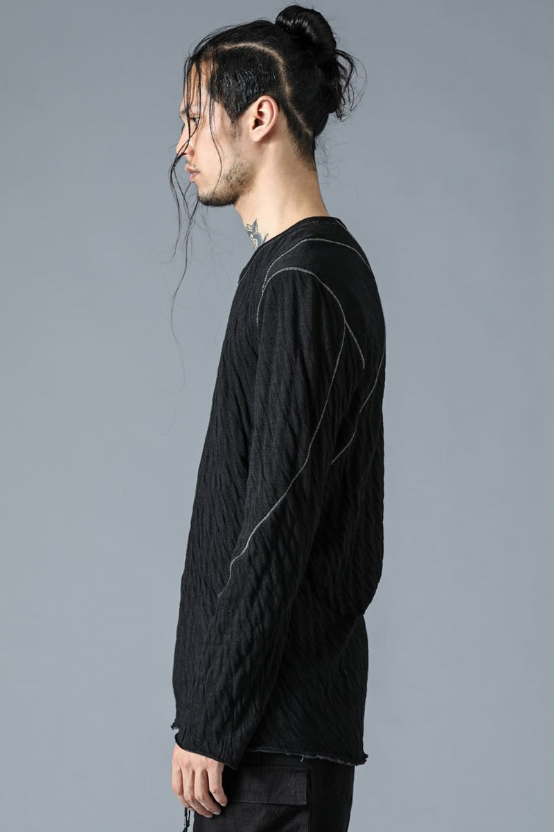 Wool x Cotton Double Face Long Sleeve T-Shirt Black