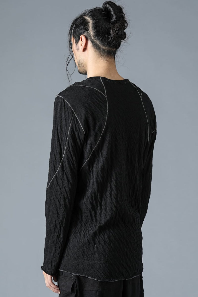 Wool x Cotton Double Face Long Sleeve T-Shirt Black