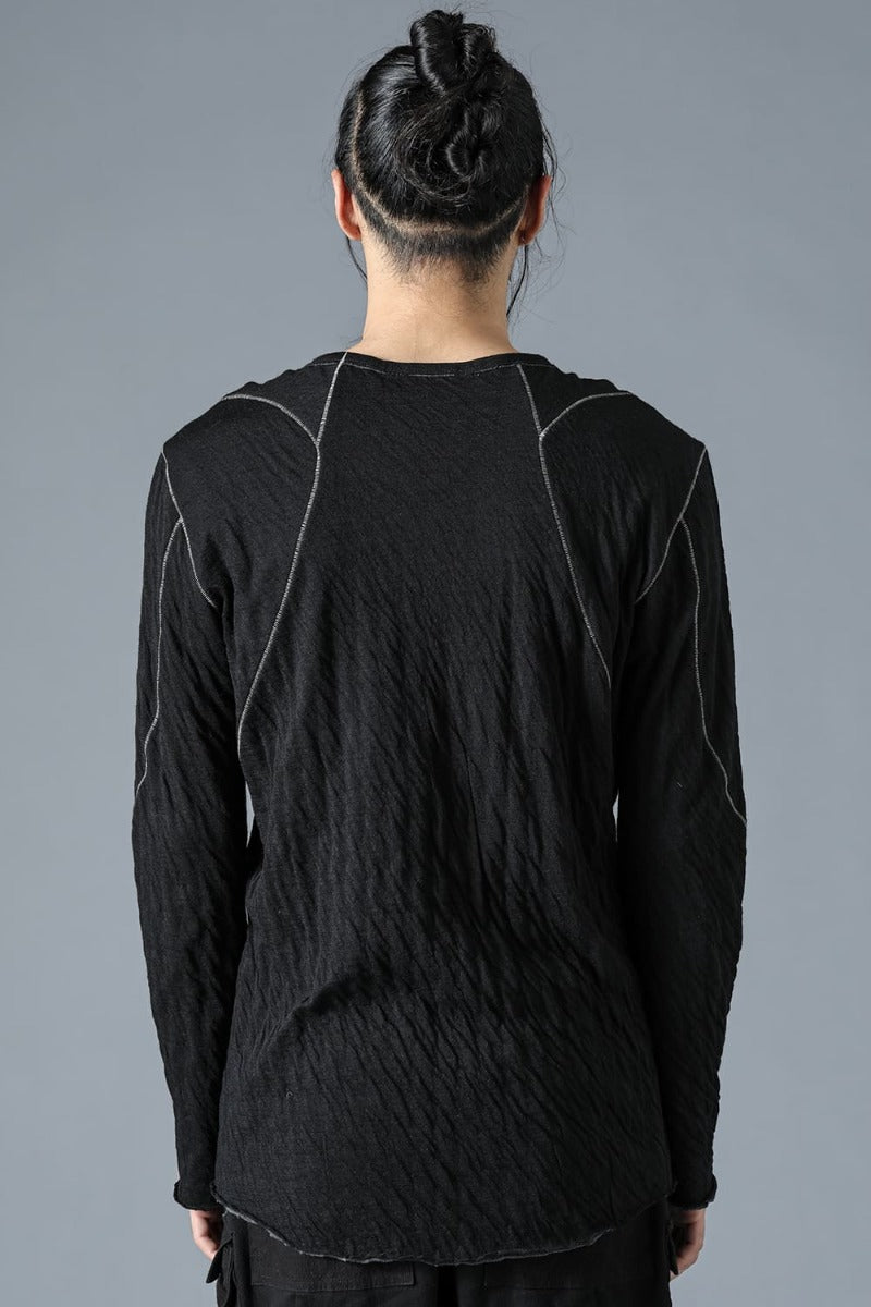 Wool x Cotton Double Face Long Sleeve T-Shirt Black