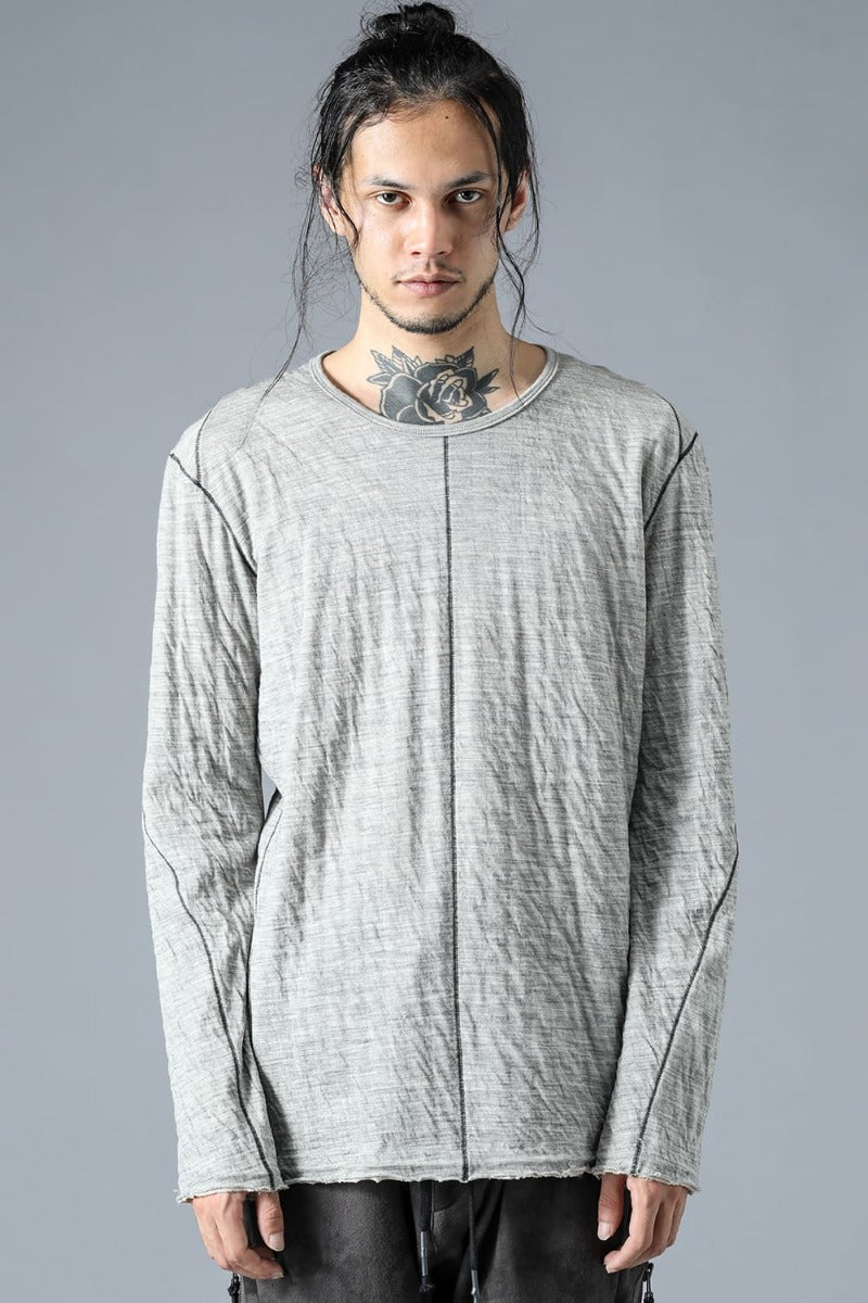 Wool x Cotton Double Face Long Sleeve T-Shirt Gray