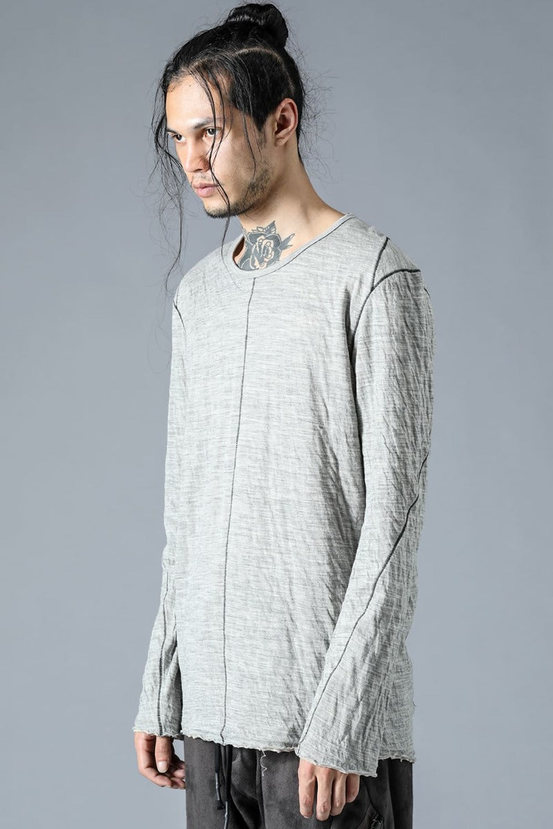 Wool x Cotton Double Face Long Sleeve T-Shirt Gray