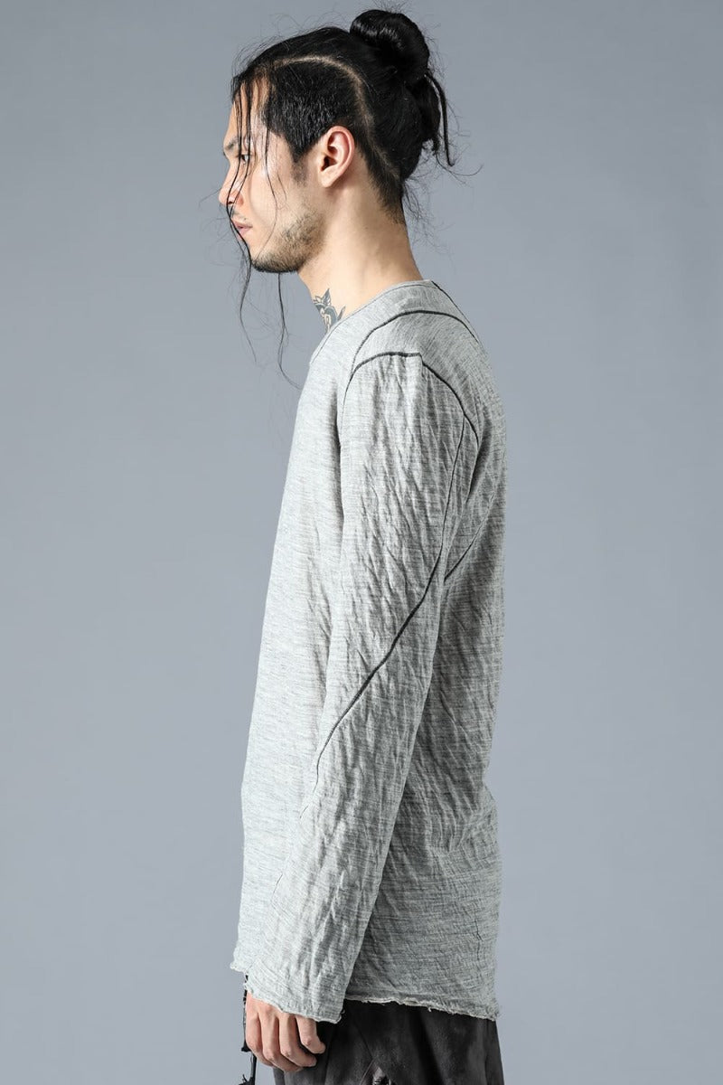 Wool x Cotton Double Face Long Sleeve T-Shirt Gray