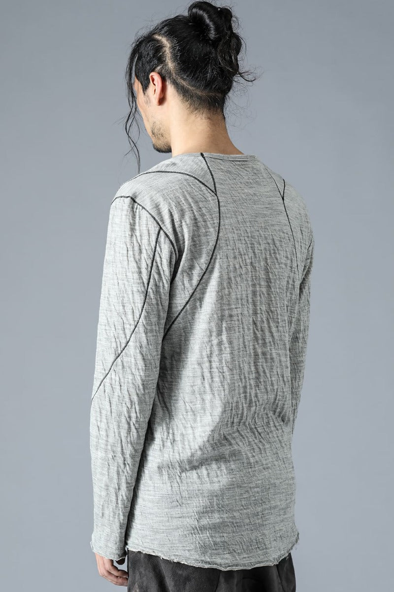 Wool x Cotton Double Face Long Sleeve T-Shirt Gray