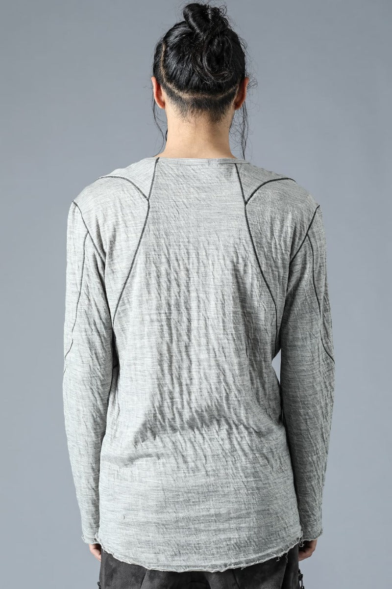 Wool x Cotton Double Face Long Sleeve T-Shirt Gray