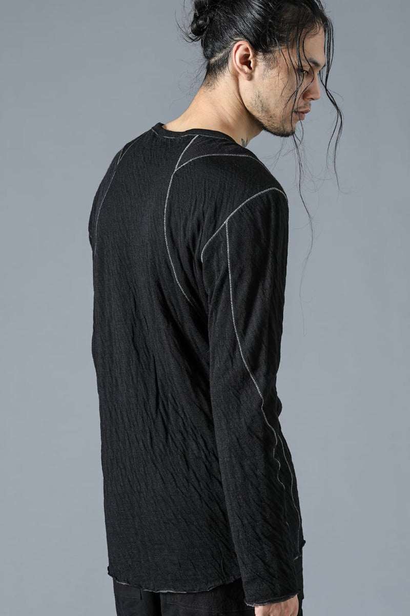 Wool x Cotton Double Face Long Sleeve T-Shirt Black