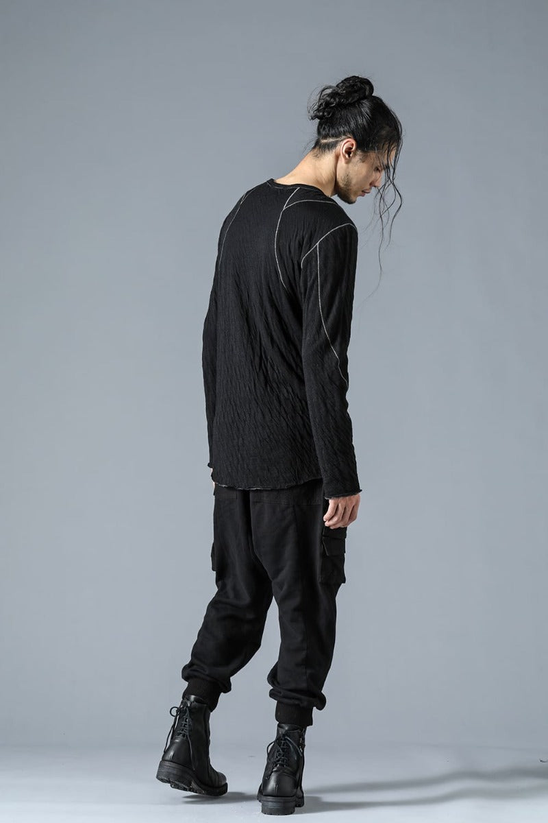 Wool x Cotton Double Face Long Sleeve T-Shirt Black