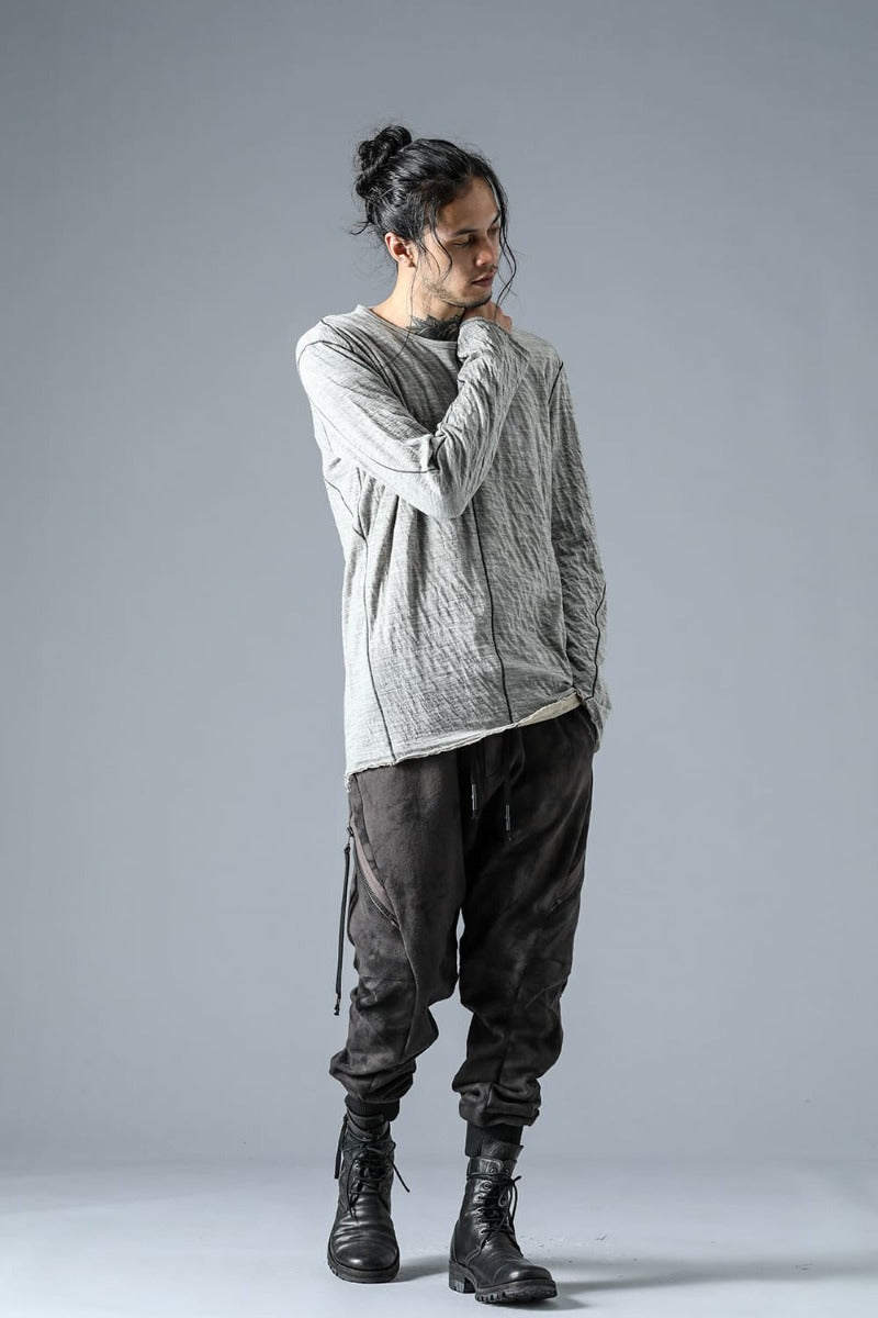 Wool x Cotton Double Face Long Sleeve T-Shirt Gray