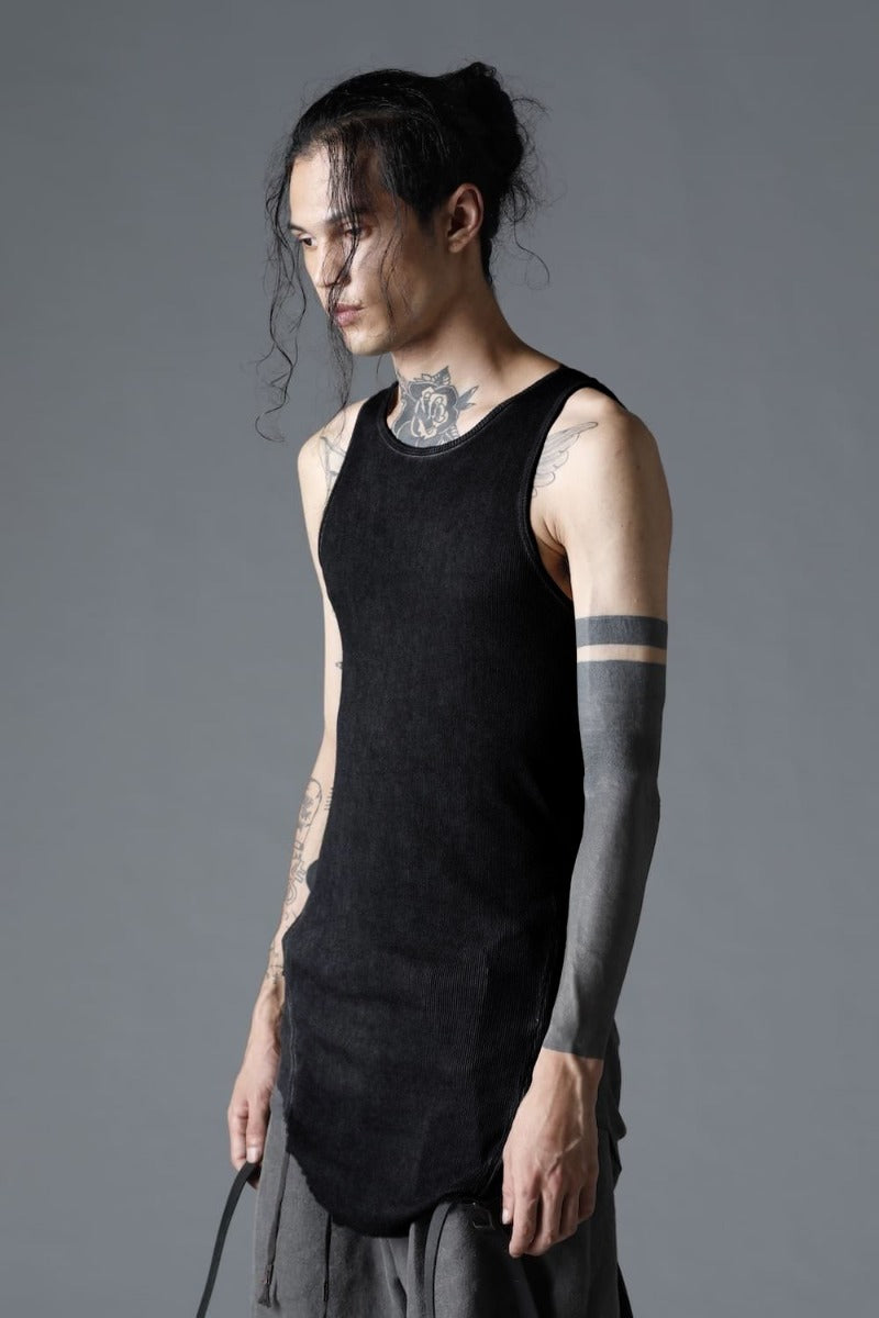 Cotton And Rayon Ribbed Tank Top Black