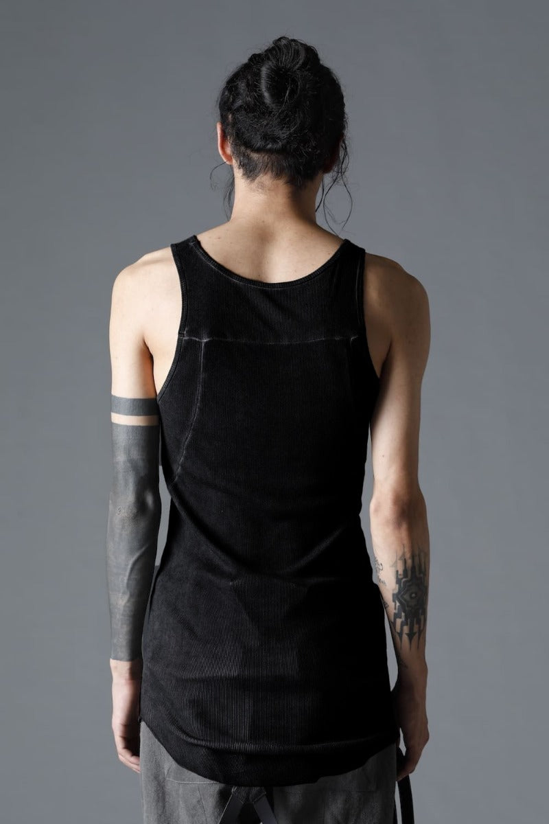 Cotton And Rayon Ribbed Tank Top Black