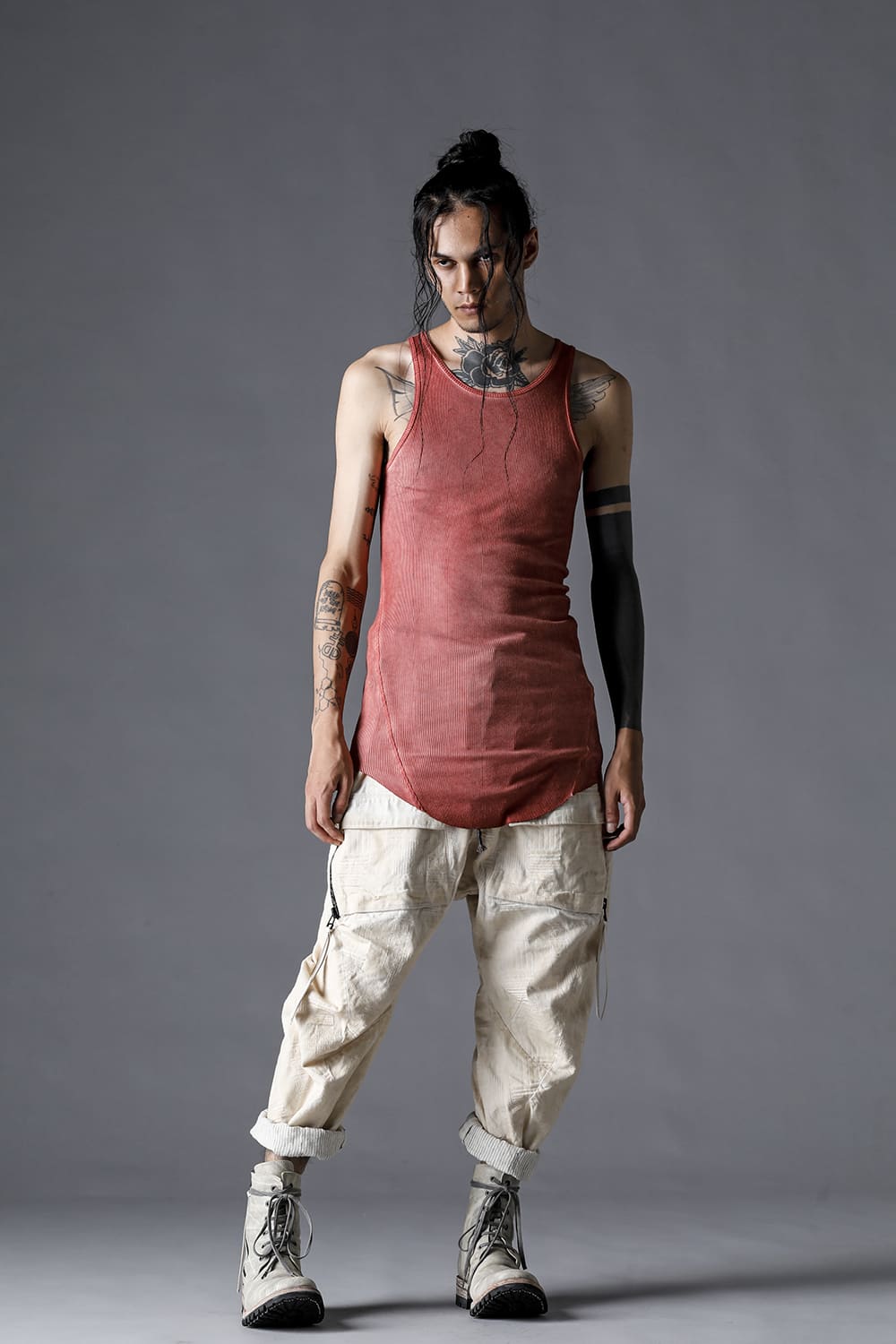 Cotton And Rayon Ribbed Tank Top Brick