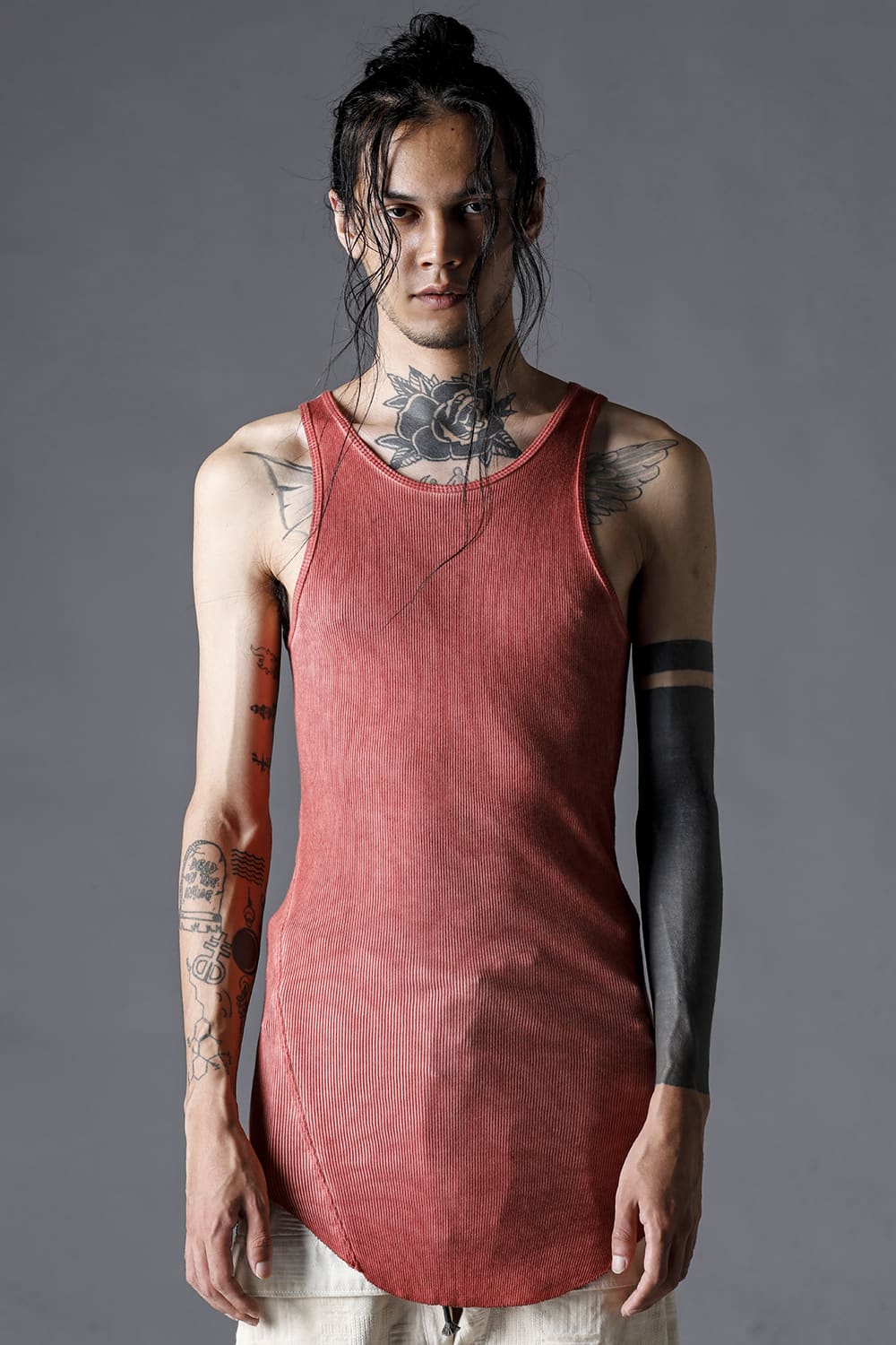 Cotton And Rayon Ribbed Tank Top Brick