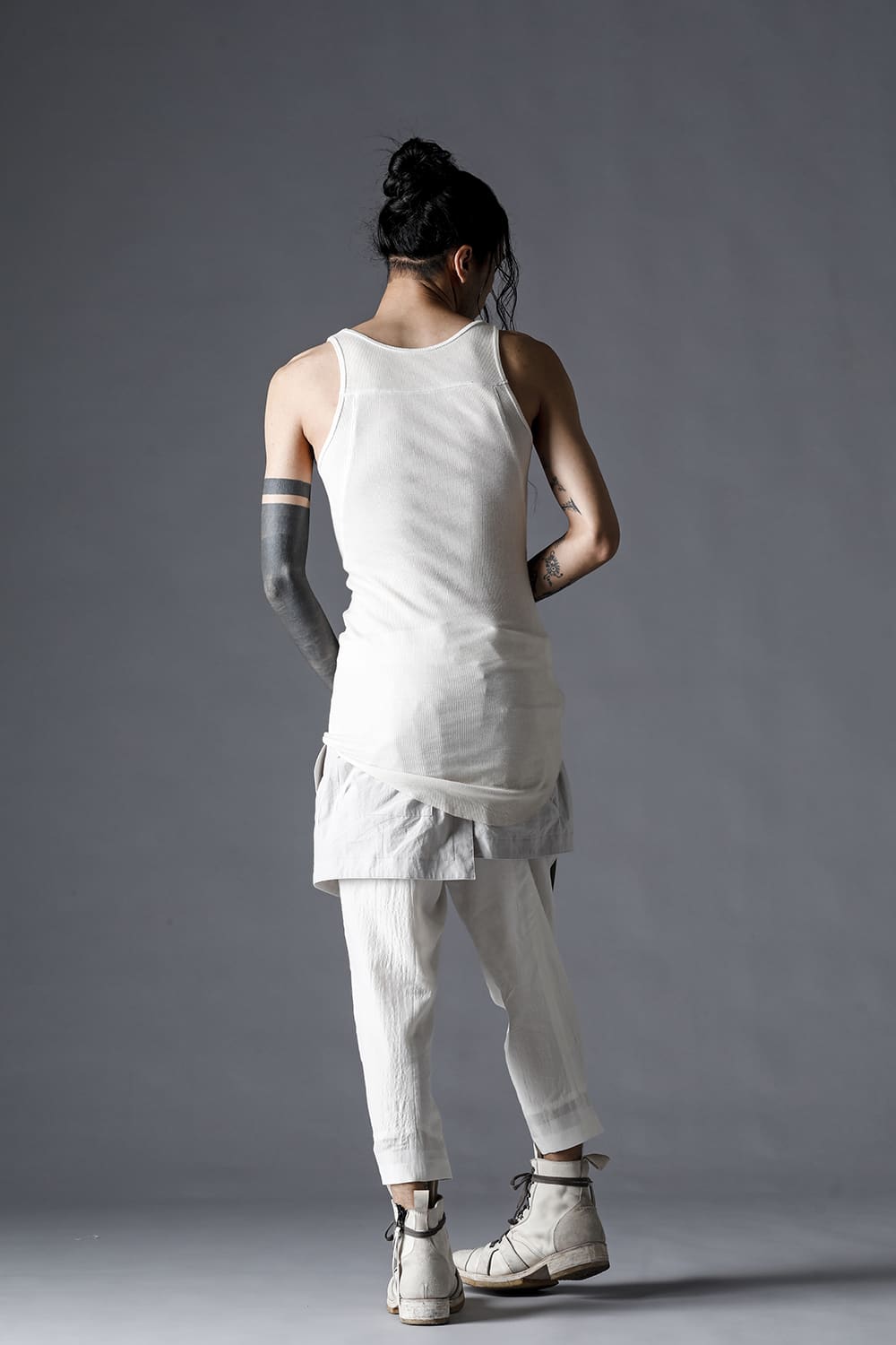 Cotton And Rayon Ribbed Tank Top Dusty White